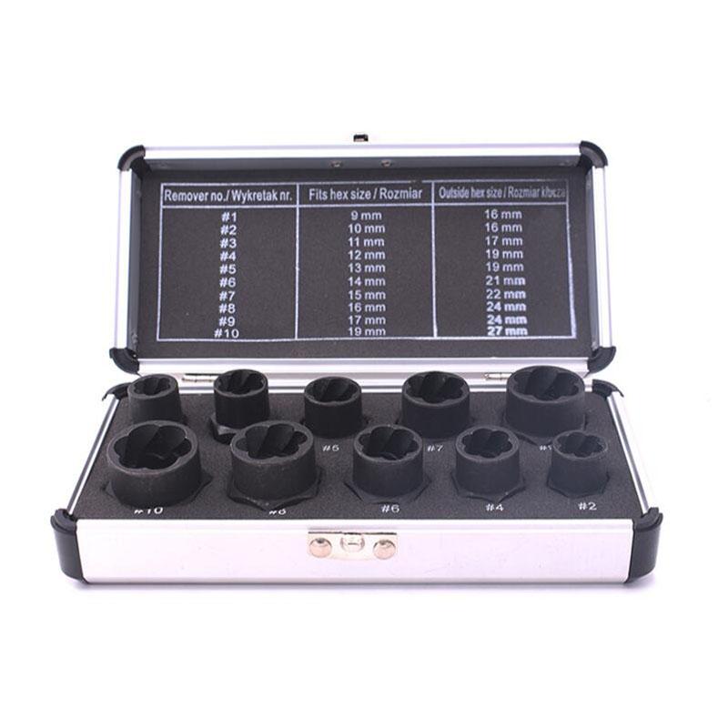 9-19mm Nut Screw Remover Extractor Damaged Bolt Threading Tool Socket Wrench Extractor Drill Bits Set Bolt Hand Tool Kit