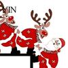 Wooden Holiday Door Corner Sign Christmas Frame Decor, Santa Reindeer Topper Indoor Art Ornament, Creative Table EdgeDecoration for Home Shop