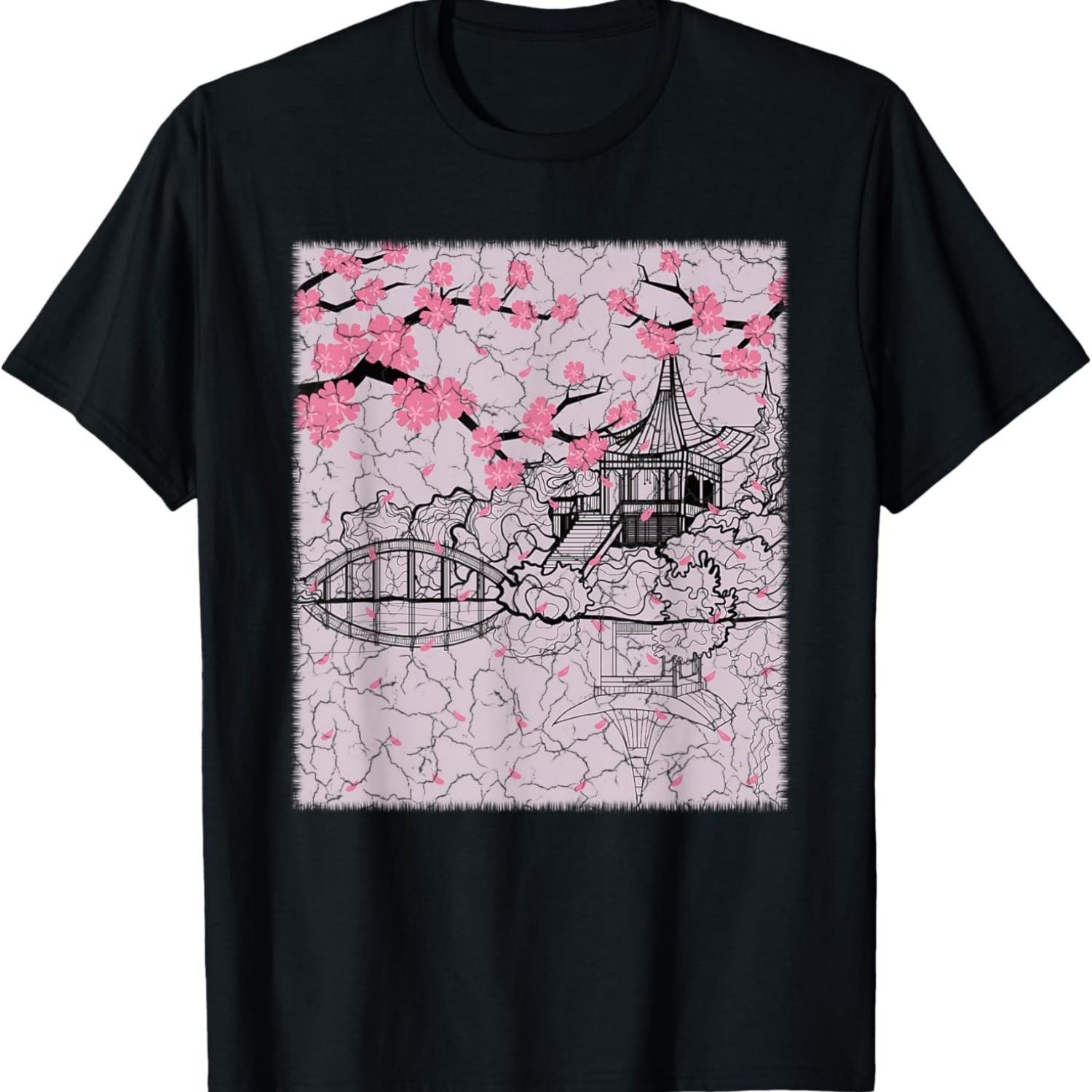 Style Cherry Blossom Tree T-Shirt S чёрный