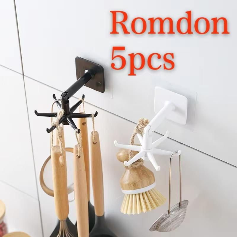 Gancho Multifuncional e Rotativo, Sem Furos, Rack de Armazenamento Adesivo Forte, Adequado para Itens Pequenos na Cozinha e no Banheiro