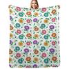 Happy Colorful Flowers Throw Blanket Cozy Throw Blanket for Bed Sofa Chair