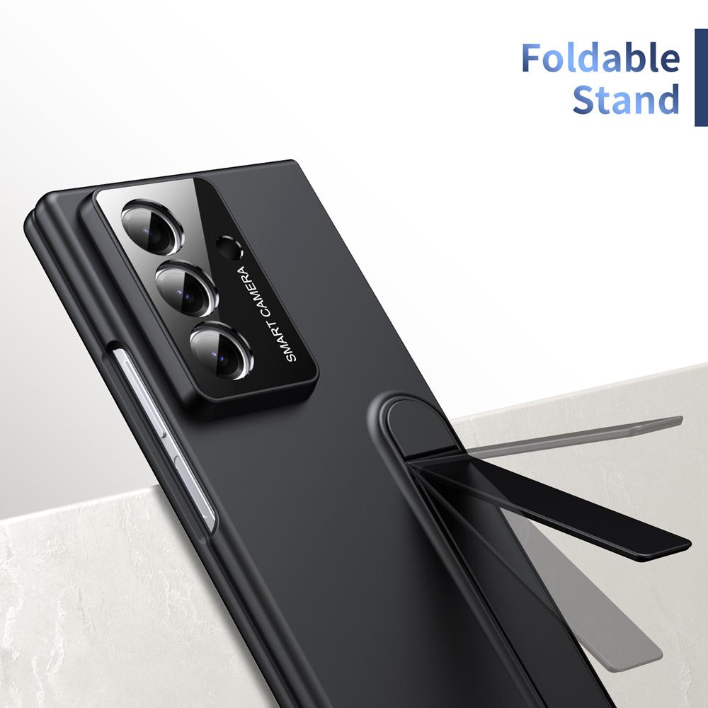 KEYSION Shockproof Case for Samsung Galaxy Z Fold 7 5G Hard PC Kickstand Phone Back Cover with Tempered Glass Screen Protector