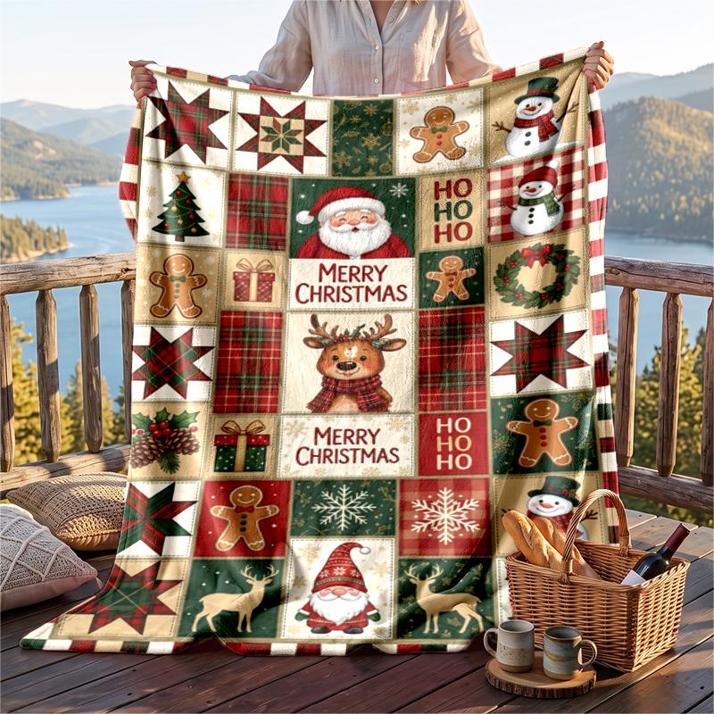 Christmas Flannel Throw Blanket Soft Warm Cozy For Sofa Bed Indoor Home Use Great Holiday Gift