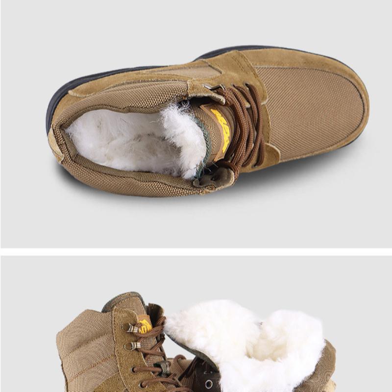 Fashion Men Snow Boots Winter Thick Warm Wool Boots High Quality Cowhide Cotton Boots for Men Mid-tube Outdoor Casual Shoe Large Size 45