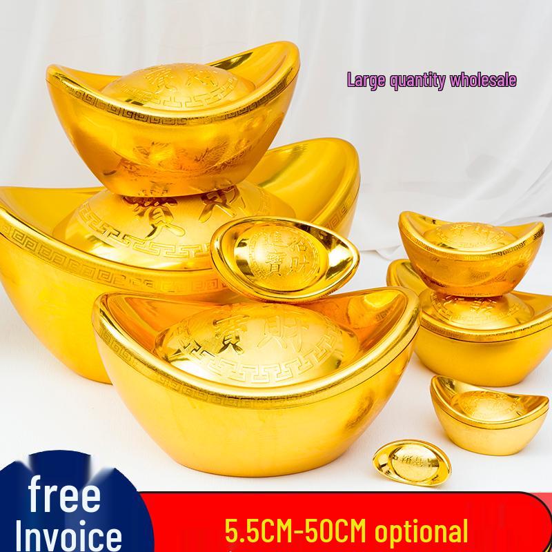 Gold Ingot Feng Shui Ornament: Wealth-Attracting New Year Resin Candy Box Decor Simulated Gold Ingot 5.5cm