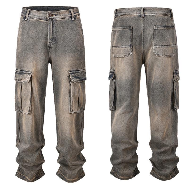 RogueWave Y2k Streetwear Vintage Pantalones Hombre Trees Camouflage Jeans Cargos for Men Patchwork Straight Baggy Casual Denim Trousers