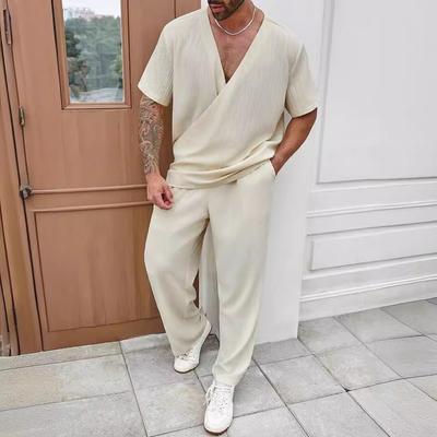 Neu Männer der Pendler Anzug Casual Einfarbig Kurzarm Hosen männer