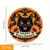 Mfoever Tin Sign Vintage Happy Halloween Black Cat Metal Tin Sign Retro Spooky Floral Round Wall Art Decor Classic Gothic Holiday Cat Tin Paint