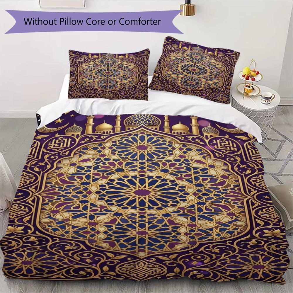 Muslim Pattern Bedding uilt Set uilt Cover Pillowcase Home Decoration Birthday Gift (1 * duvet cover + 2 * pillowcase  without core)126