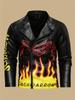 Men's Skull & Flames Print PU Leather Jacket - Street Style Cool Handsome Motorcycle Riding Jacket - PU Leather - for Men
