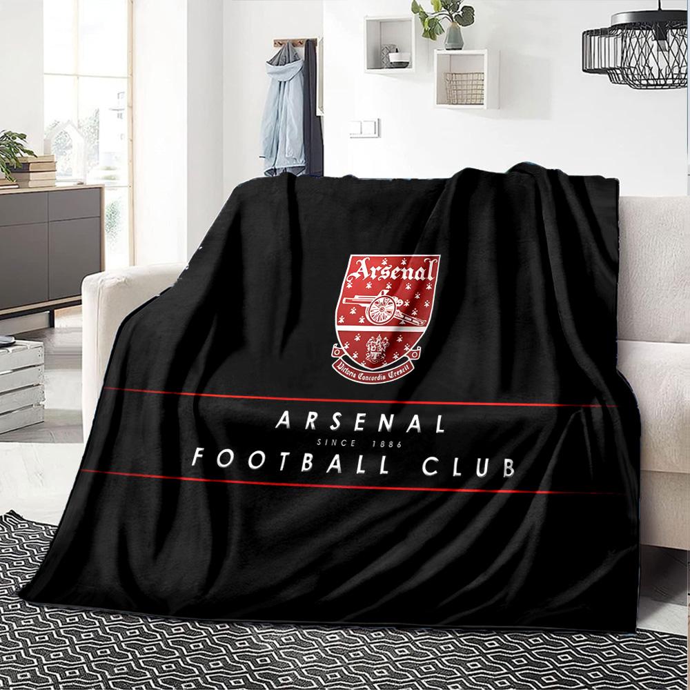 Coperta in Flanella con Stemma dell'Arsenal Football Club, Poliestere Morbido, Design Moderno, Per Tutte le Stagioni per Campeggio, Viaggi, Regali per Feste o Compleanni