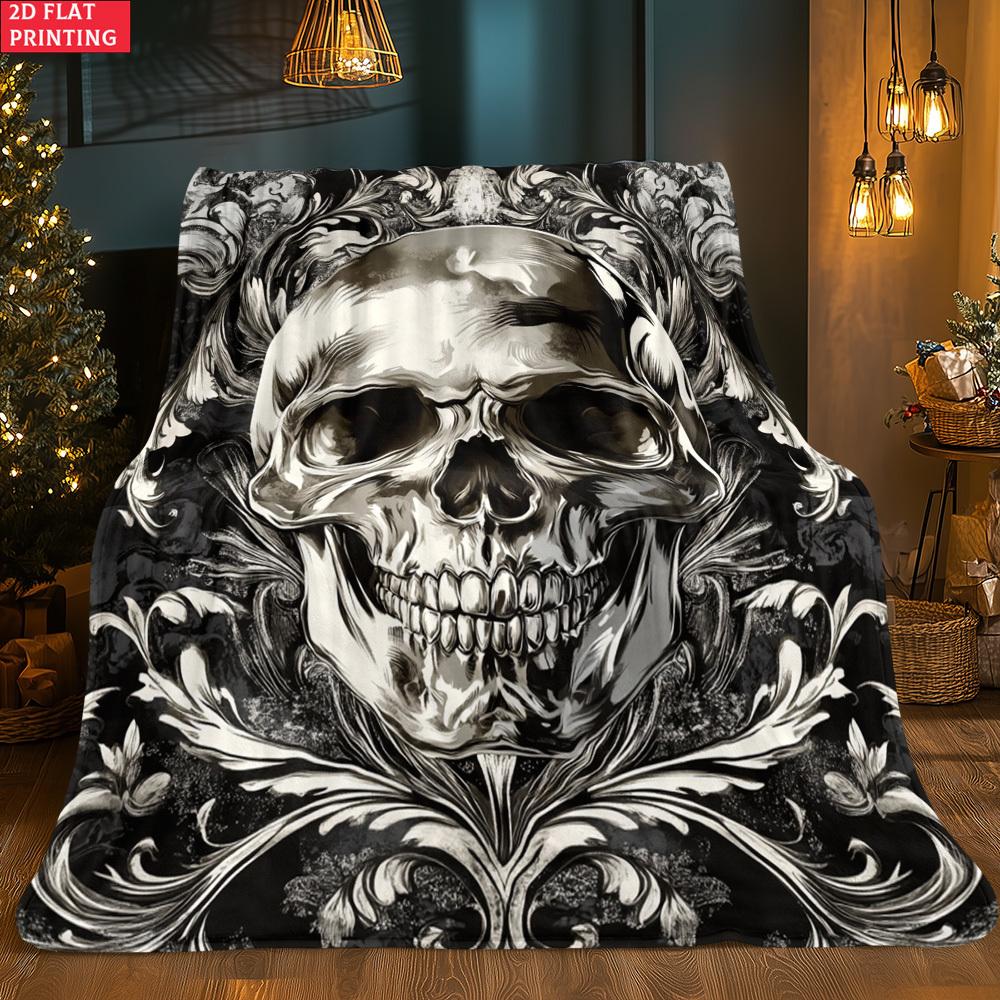 Gotisches Totenkopf-Kunstmuster Dekorative Überwurfdecke für Sofa, Bett, Wohnzimmer, Schlafzimmer und Heimdekor-Styling