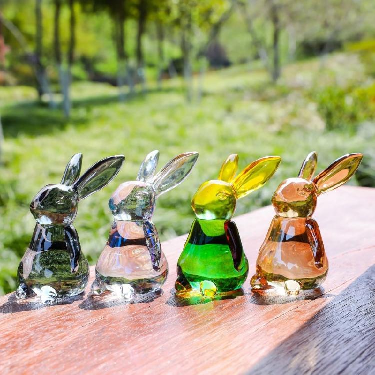 Handmade Artificial Glass Rabbit Statue Figurine Decorative Home Decoration Item For Bedroom Or Workspaces