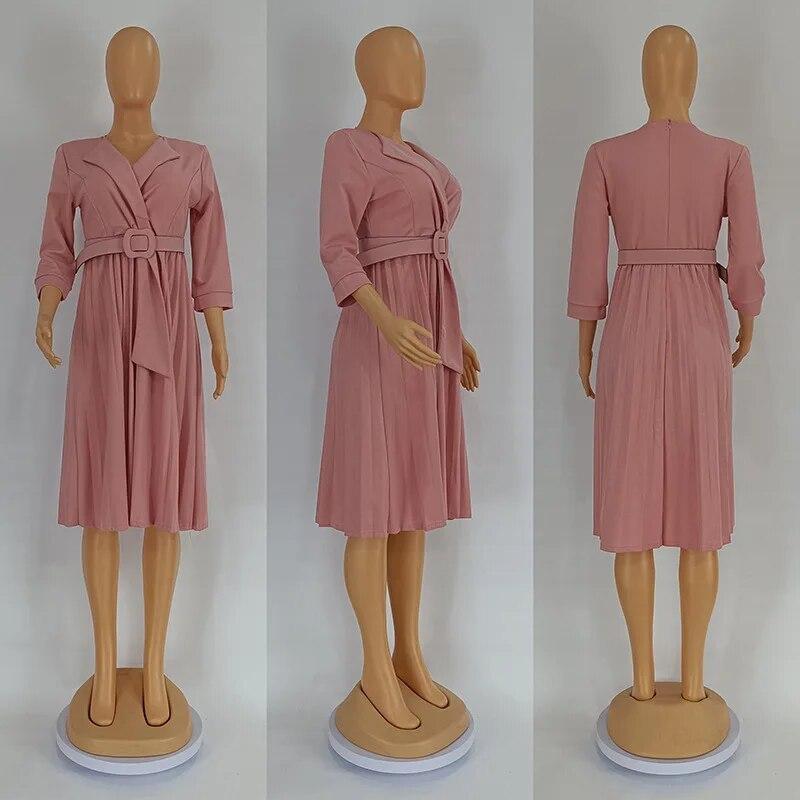 Плиссированные платья для женщин, летнее элегантное однотонное платье ...