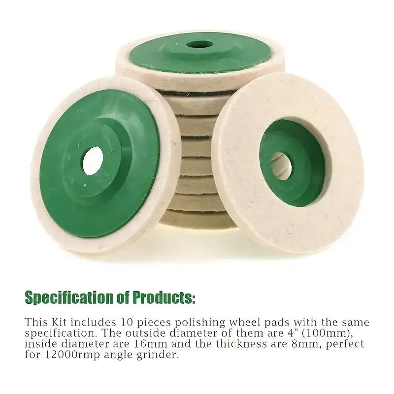 1pc/10pcs Wool Felt Disc 4 Inch Felt Polishing Wheel Buffing Pads Angle Grinder Wheel Felt Polishing Pad Disc For Metal