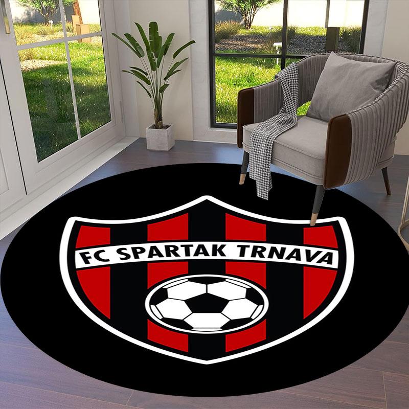 FC Spartak Trnava Round Area Rug,Carpet Rug for Living Room Bedroom Sofa Playroom Decor,Non-slip Floor Mat