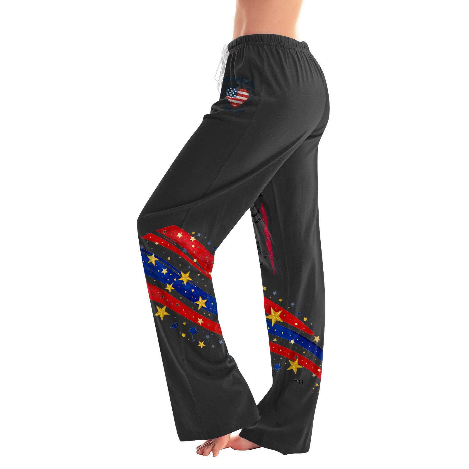 

Women s Drawstring Independence Day Festival Printed Trousers Casual Pants L