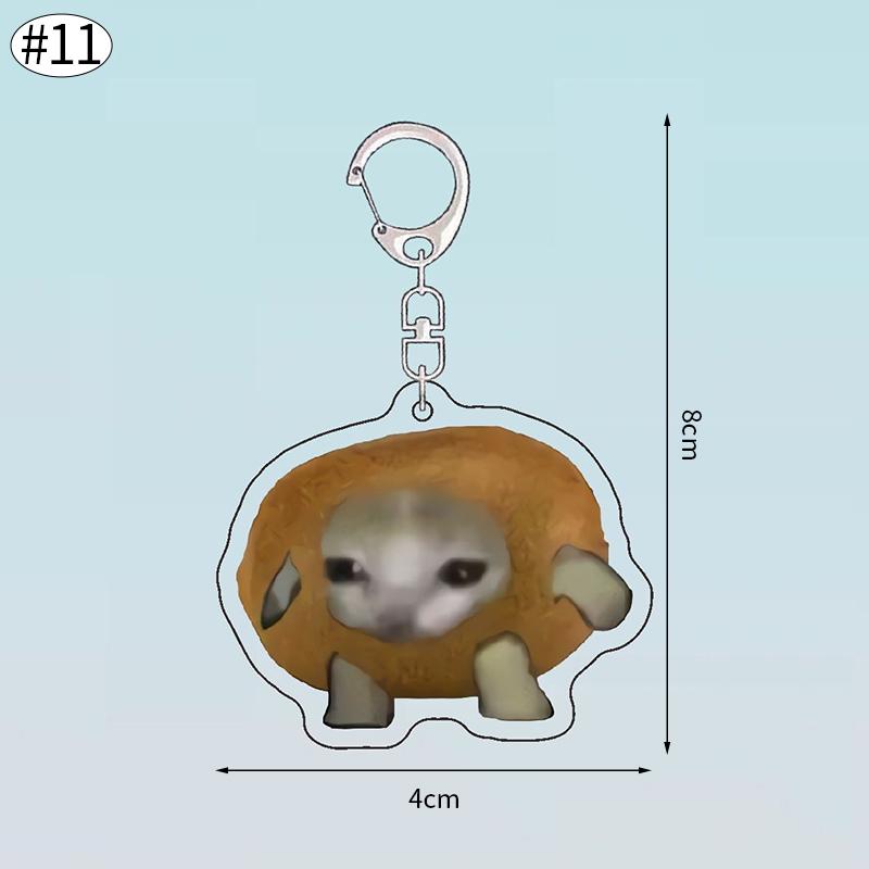 Banana Happy Cat Keychain Acrylic Funny Meme Keyring Backpack Hanging Pendant Mobile Phone Bag Charms Cute Keychain Accessories