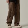Men's Sweatpants Spring Autumn Vintage Japanese Wide Leg Straight Loose Button Big Pockets Cargo Pants Drawstring Trousers