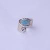 Natural Larimar Gemstone Ring, Adjustable Ring, 925 Sterling Silver, Hammered Designer Ring, Statement Ring