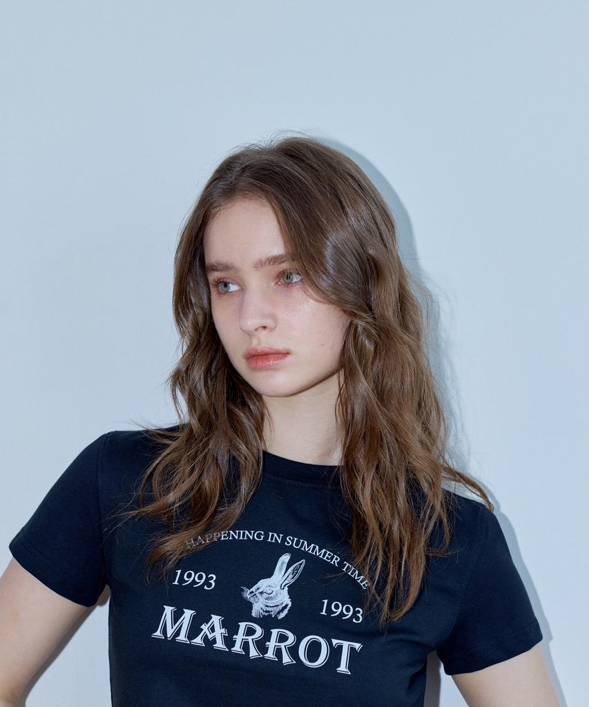 MARROT Holiday Rabbit Crop T-Shirt_Black