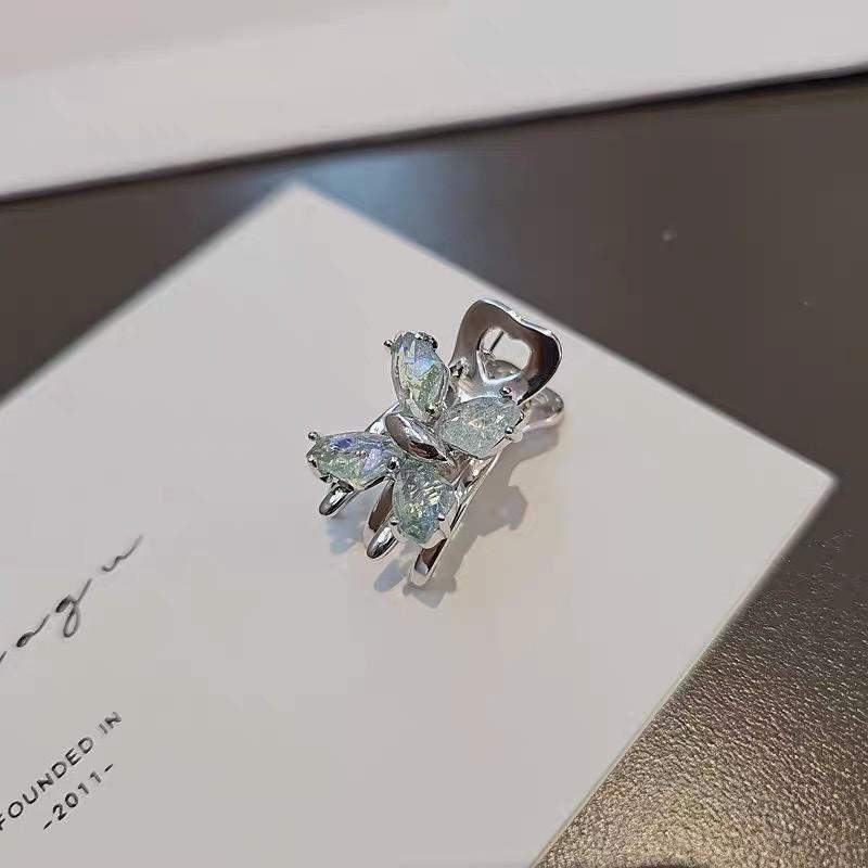 Elegant Mini Butterfly Hair Claw Clip Women Crystal-Embellished Side Accessory In Light Blue Lotus Pink Light Blue