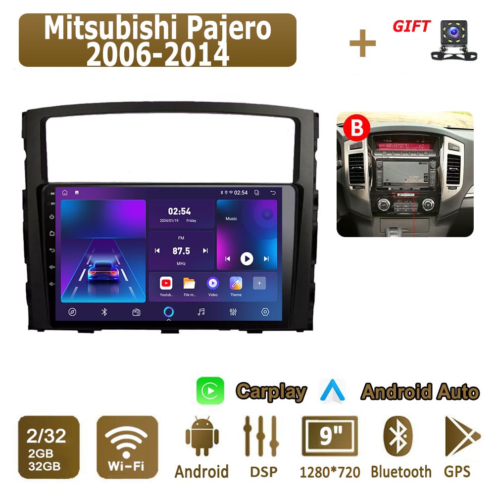 Android Carplay Car Radio For Mitsubishi Pajero 2006-2014 Multimedia Player Head Unit Stereo GPS Navigation BT WIFI 4+64GB