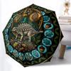 Prehistoric Nature Mandala Pattern Umbrella, Portable and Foldable Design, 8 Ribs, a Casual Accessory for Halloween, Christmas, and Birthday Gifts.