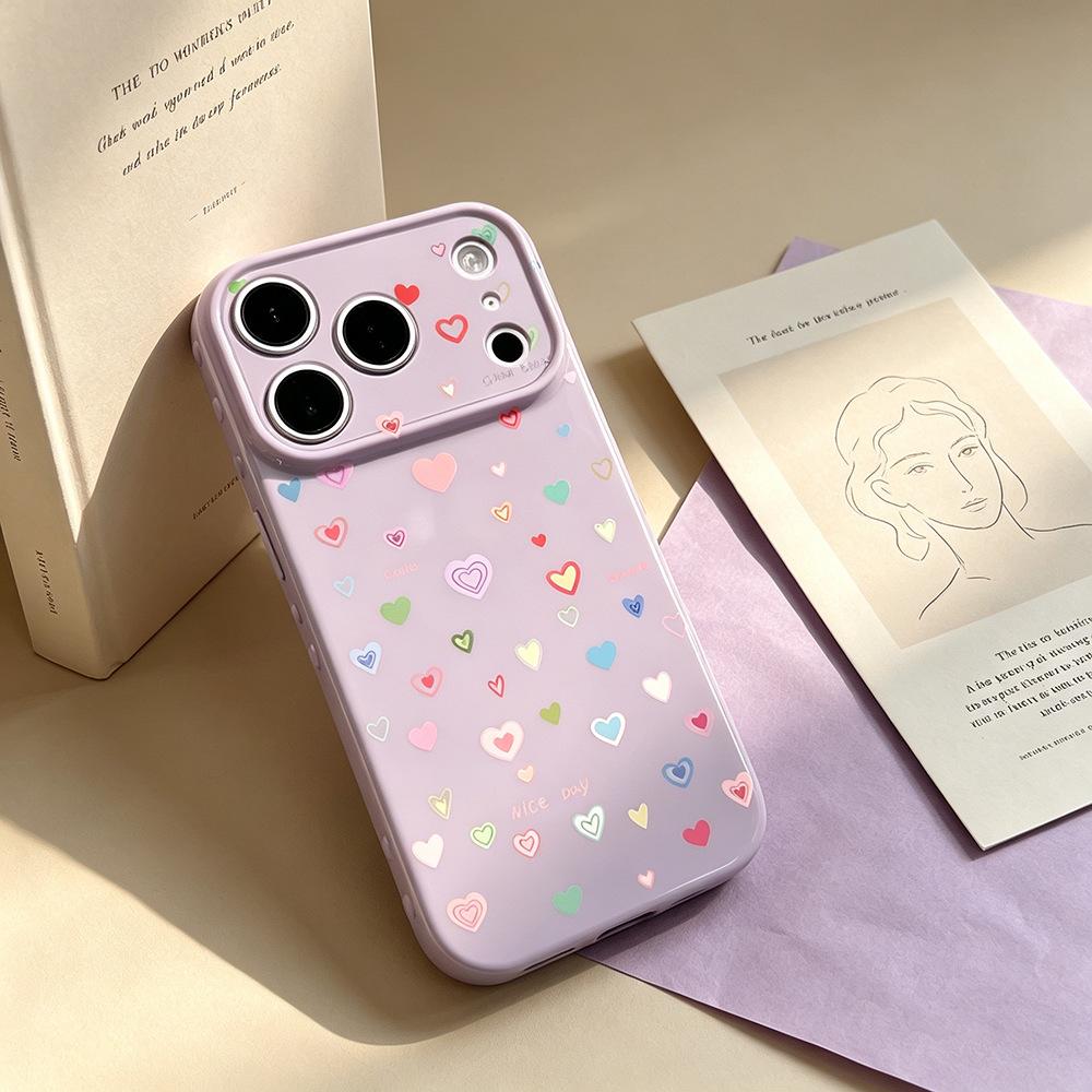 Ins Scattered Color Heart Suitable for Apple 16PM Creative iPhone17/16PRO Anti-drop New 15/17 Mobile Phone Case