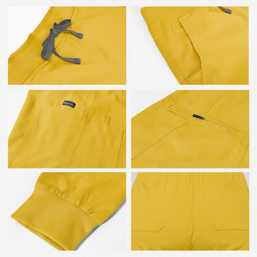 Double-Layer Multifunction Pocket Scrub Suit for Anesthesiologists - Short Sleeve, Long Pants Set