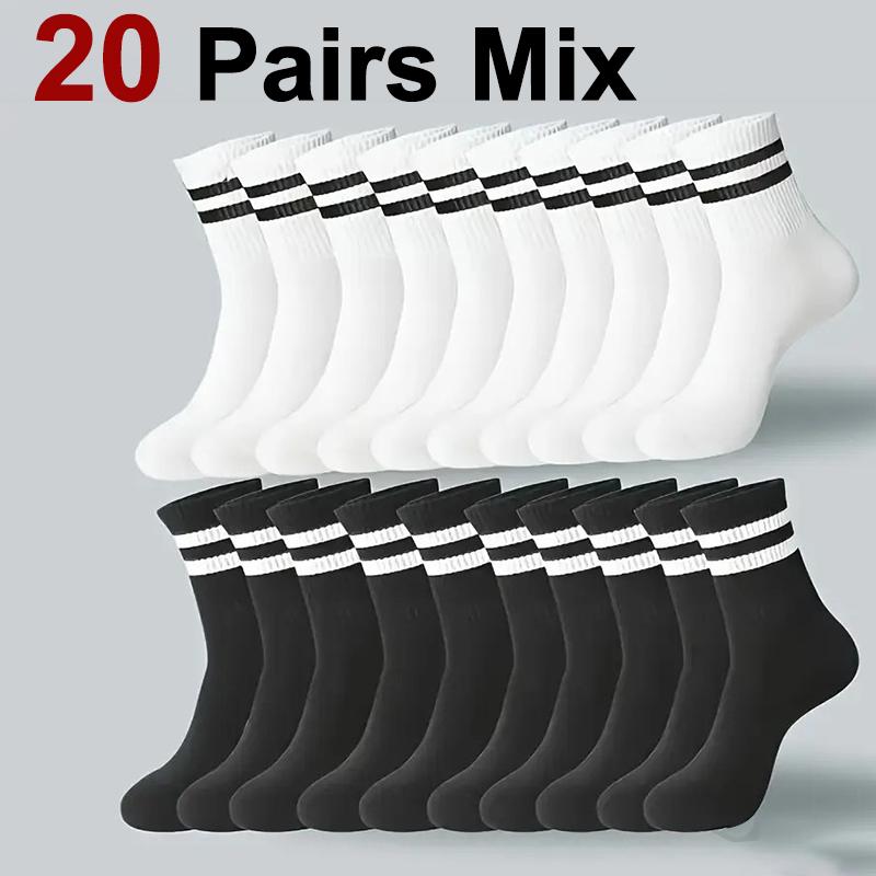 6/10/20 Pairs Men Women Striped Socks Fashion Color Soft Comfortable Sweat Absorbing Breathable Lovers Sports Style Casual Socks