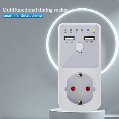 Cyfrowe gniazdo z timerem Gniazdo z ochroną przeciwprzepięciową Przekaźnik napięciowy 6 godzin 220V 230V Kontroler czasu urządzenia Wtyczka EU US Francuska UK