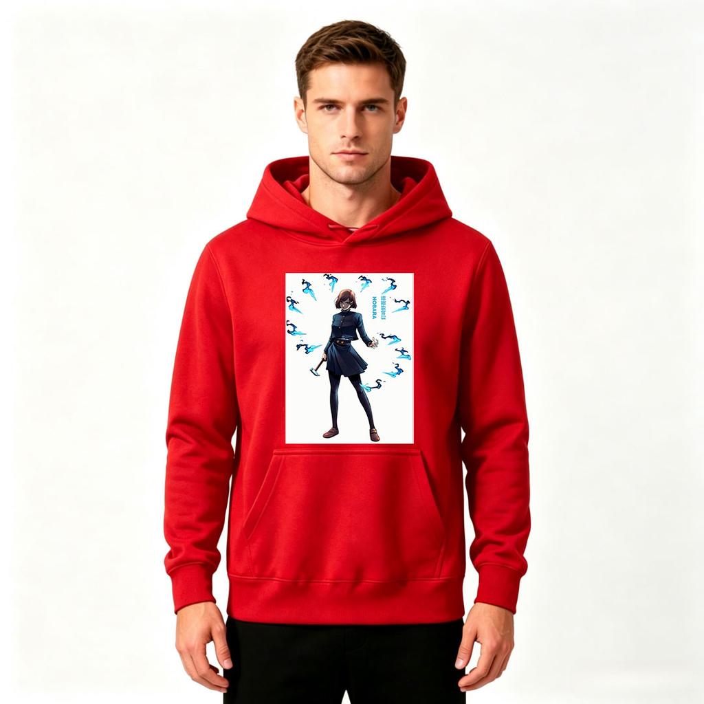 Men's Print Pullover Hoodie, Anime Character Nobara Printed Casual Long Sleeve Sweatshirt for Daily Wear