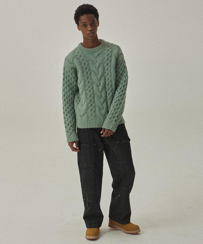 MAGOODGAN Knit 3951 Fisherman Cream Crewneck Sweater