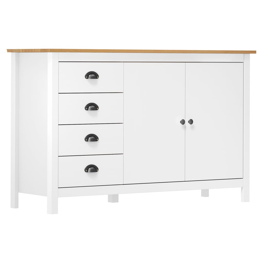 Hill Sideboard in Weiß 130 x 40 x 80 cm Massives Kiefernholz