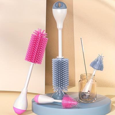 Sada 3 v 1 silikonových kartáčů na láhve na mléko, s kartáčkem na brčko dudlíku pro hrnek se savičkou na vodu