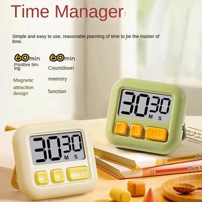 LCD Digital Kitchen Timer with Magnetic Self-discipline Countup Timer Time Management with Stand Alarm Clock Counter Office
