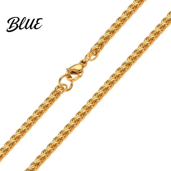 Exquisite Necklace Wheat Chain for Men Gold Black Tone