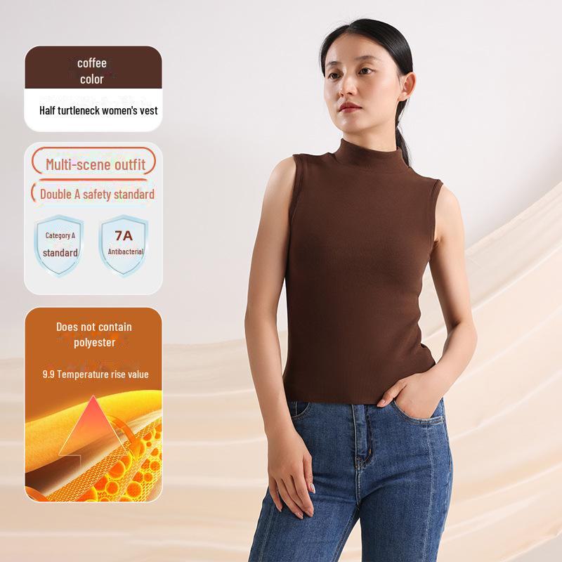 

Женский бархатный жилет с гиалуроновой кислотой, осень/зима, полувысокий воротник M size коричневый