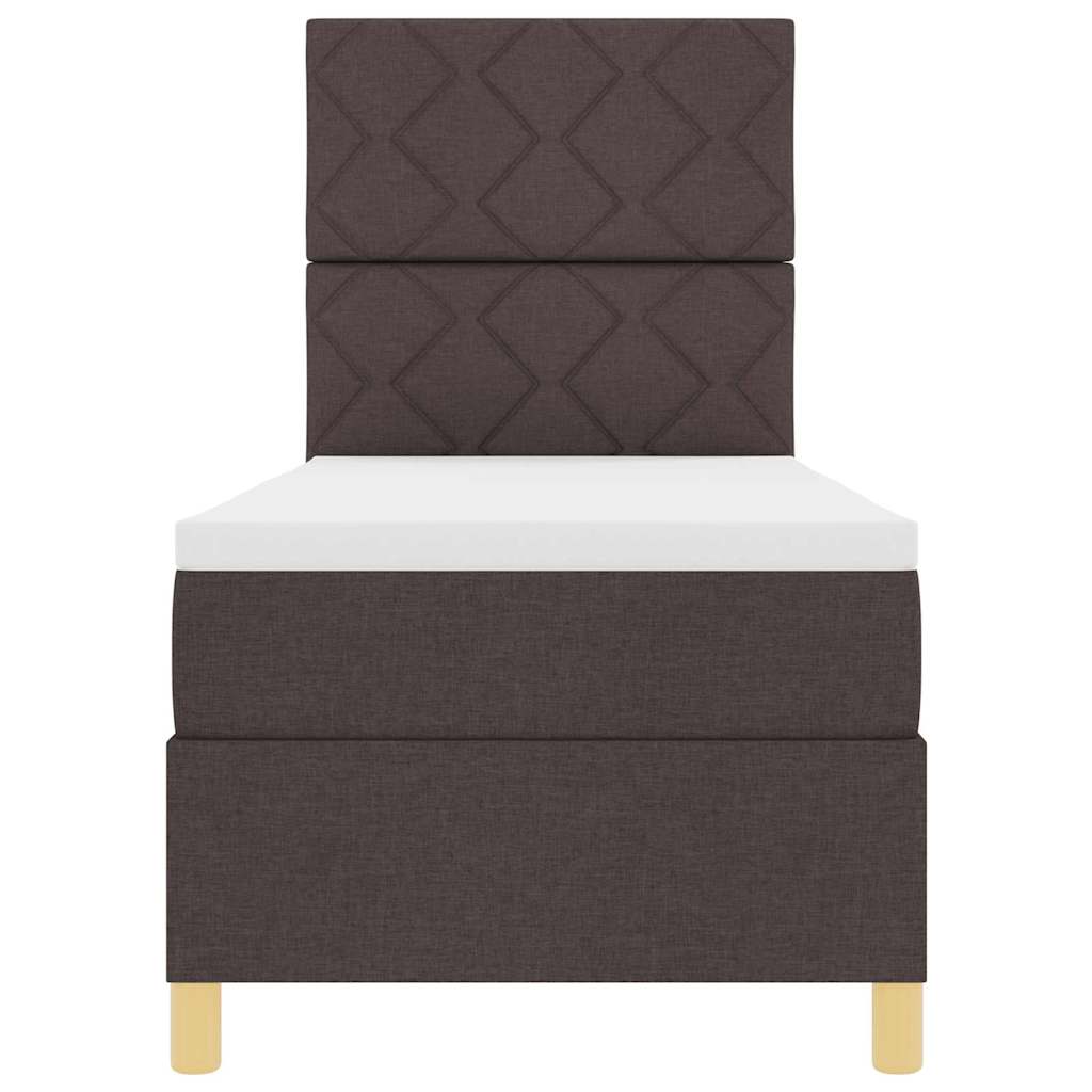 Boxspring Bed with Headboard Dark Brown 80 x 200 cm Fabric