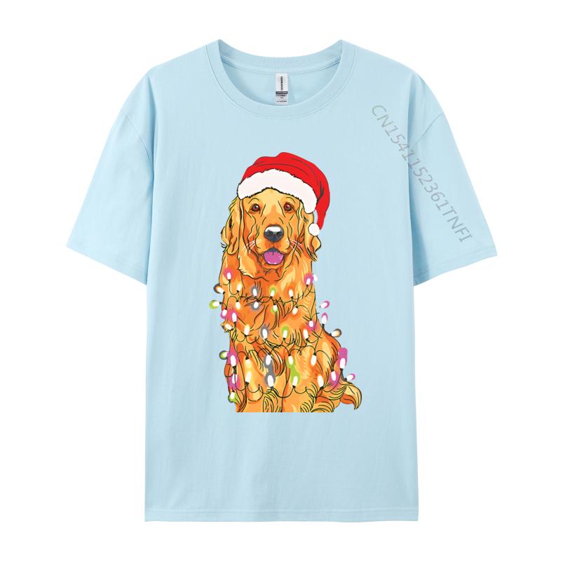 Christmas Pajama Golden Retriever Tshirts Cotton High Street Teeshirt Hip Hop Men Top Tshirts 3D Style