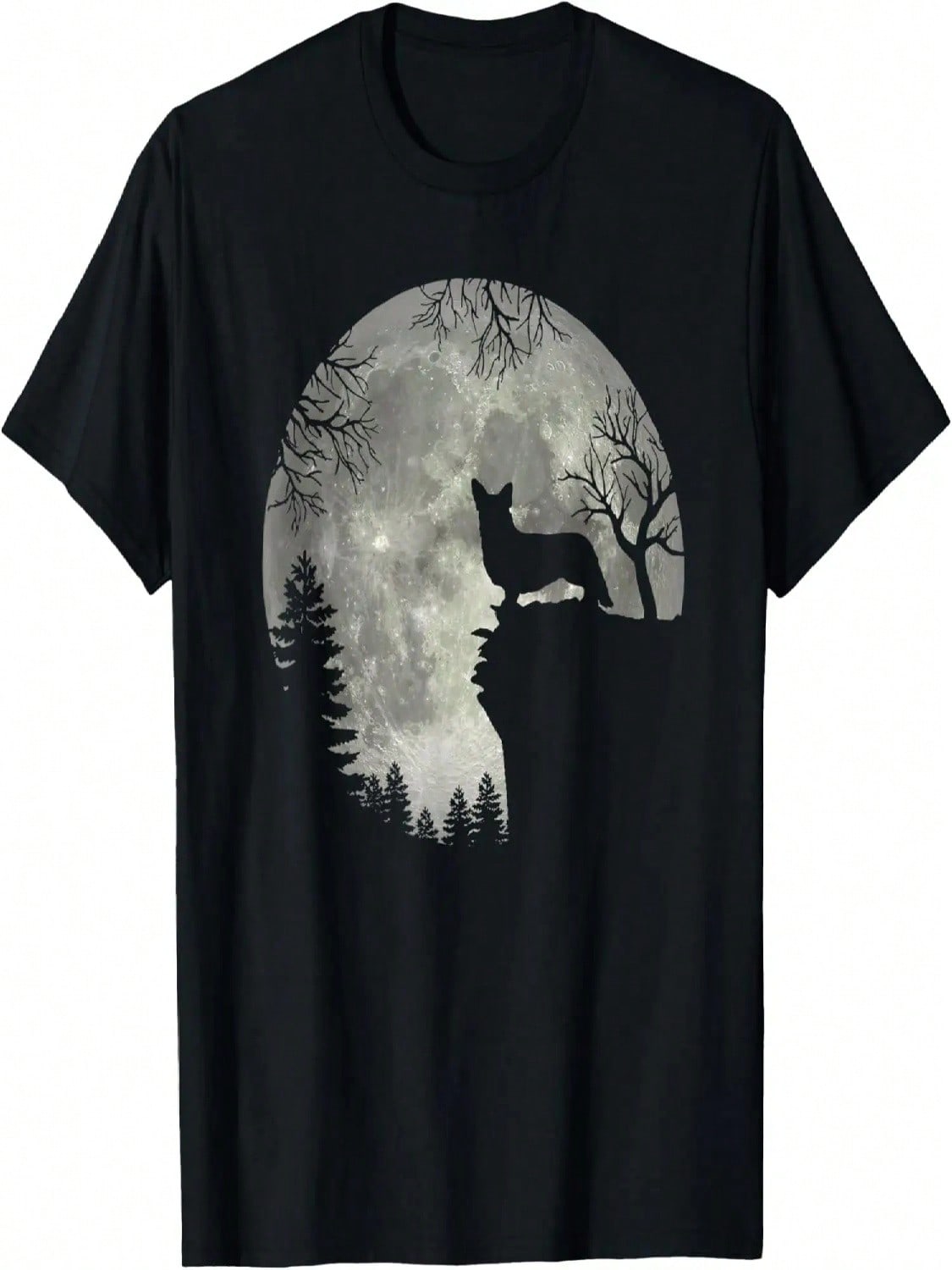 Cardigan Welsh Corgi And Moon Halloween T-Shirt S
