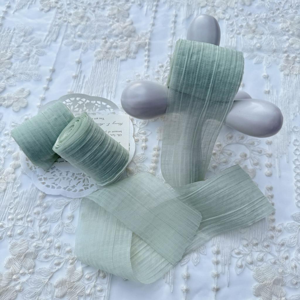 Elegant Striped Pleated Ribbons Simple Solid Color Chiffon Ribbons 5cm*5m Packaging Material Wedding Ribbons