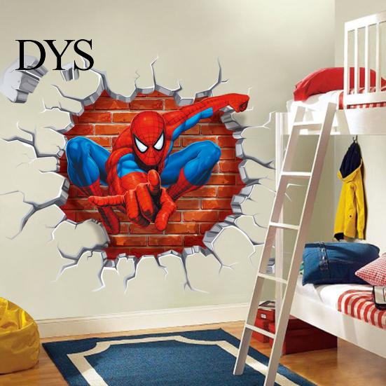 Wallpaper Wall Sticker Cartoon 3D Effect Spiderman Decorative Poster Decal Home Decor Gifts for Kids Rooms Paper