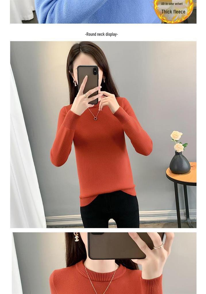 2025 Women's Velvet Knit Half-Turtleneck Sweater: Cozy Winter Base Layer Top
