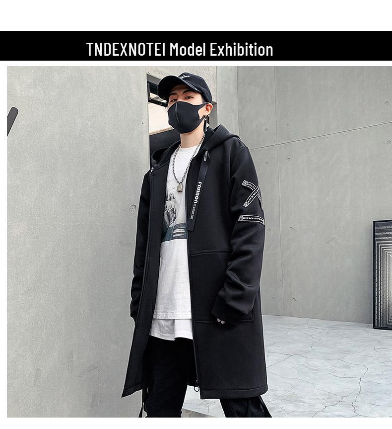 Herr Mellanlång Huvförsedd Vindjacka: Trendig Koreansk Stil Hip Hop Cape, Stor Storlek, för Höst/Vinter