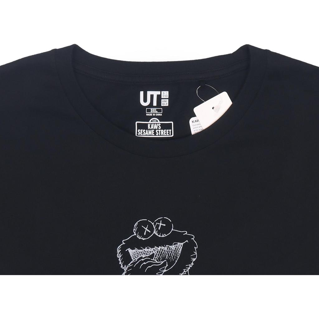 Uniqlo X Sesame Street X Kaws Collaboration Printed Short Sleeve Regular T-Shirt Unisex Tops Black 416157-02