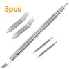 Hand Tool Watch Repair Tool Silver Changing Double-head Metal Pin Barrette Removing With 4 Extra Tips 135mm*6mm