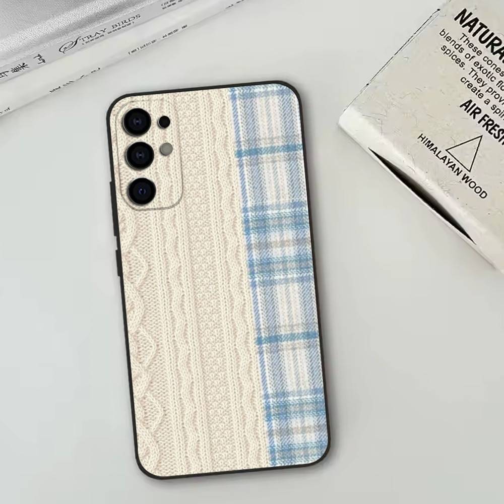 Splicing Grid Style Phone Case For Samsung S25,S24,S21,S22,S23,S30,Ultra,S20,Plus,Fe,Soft Silicone Black Cover