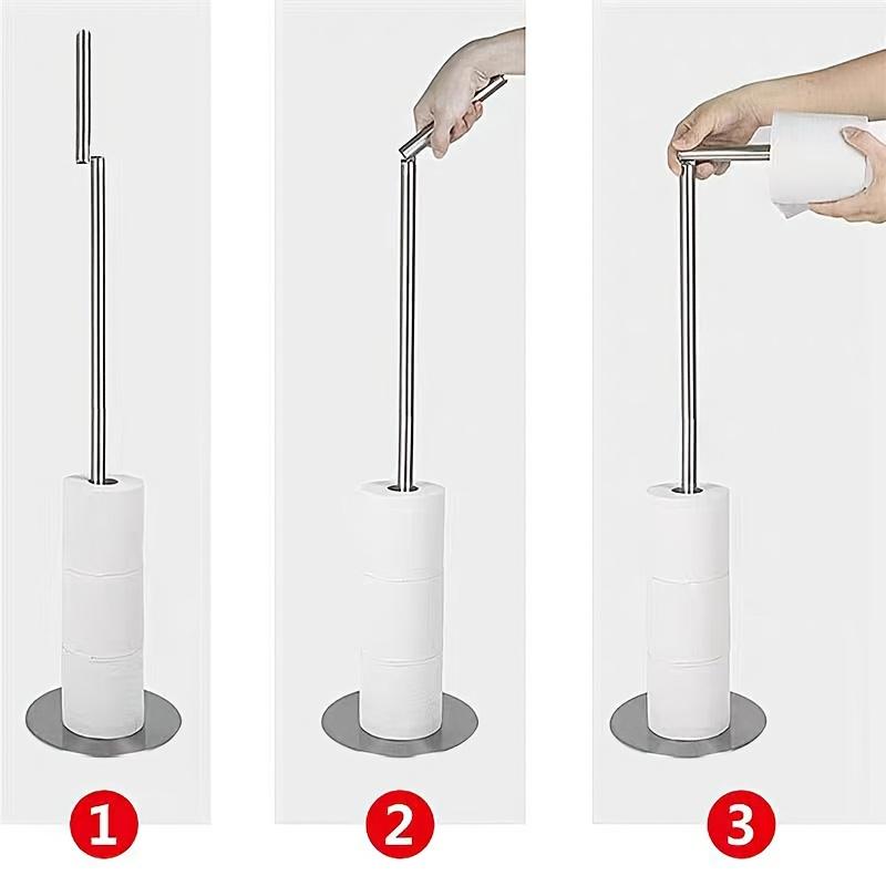1 stuks Vrijstaande Toiletrolhouder Geschikt voor 5 Rollen - Moderne Roestvrijstalen Badkamer Tissue Rol Dispenser met Geverfd
